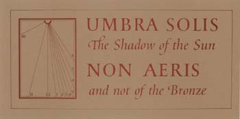 Ian Hamilton Finlay, Sundial Print: Umbra Solis… w/Michael Harvey