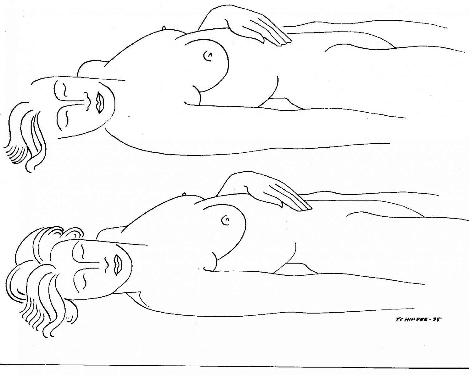 Frank Hinder, Two sleeping outline nudes