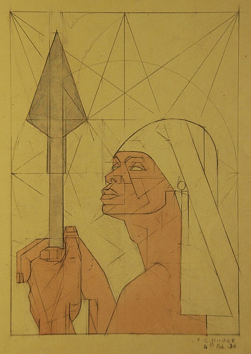 Frank Hinder, Figure with spear - Egyptian