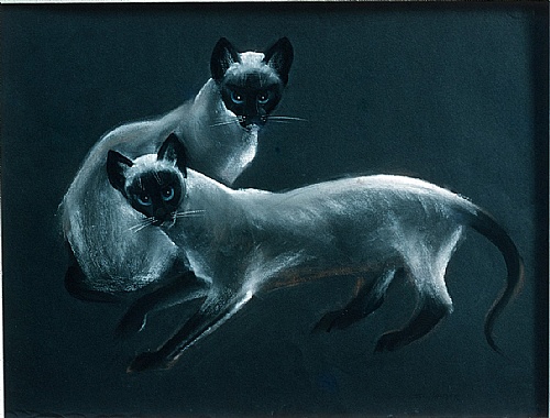 Frank Hinder, Two Siamese cats