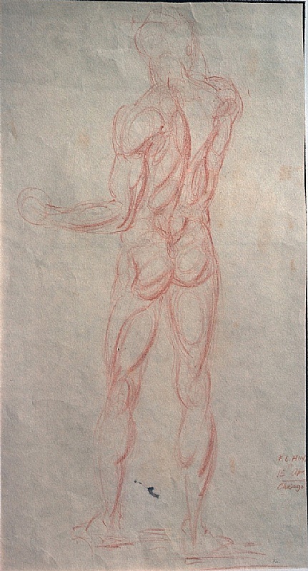 Frank Hinder, Standing male nude back view