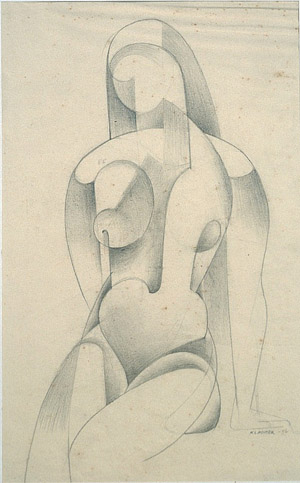 Seated female nude - light and shade abstracted