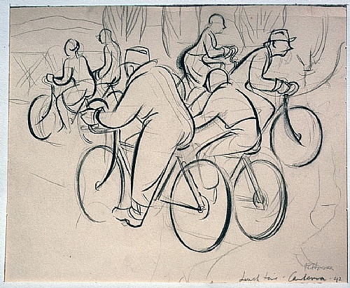 Frank Hinder, Cyclists, Canberra - lunchtime