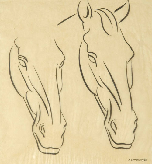 Frank Hinder, two horses heads