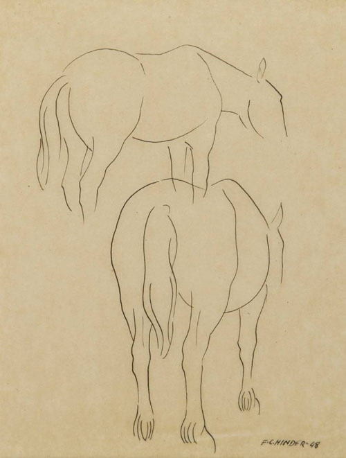 Frank Hinder, two horses