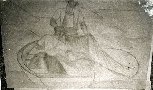 Frank Hinder, Lake fishermen - large drawing