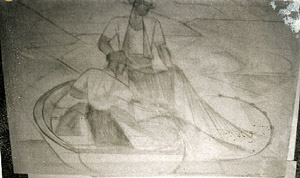 Lake fishermen - large drawing