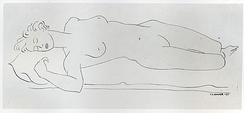 Frank Hinder, Nude at rest - outline