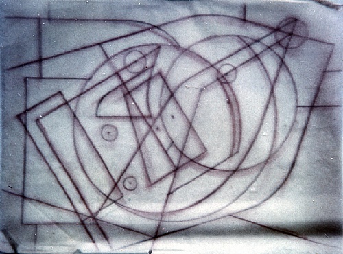 Frank Hinder, Red Abstract - working drawing