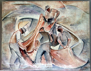 Fishermen - [four - one vertical in boat]