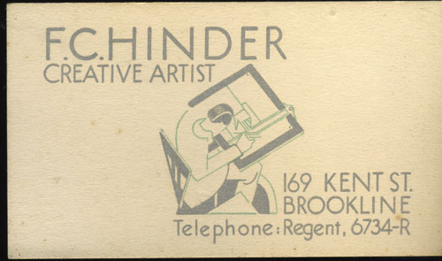 Frank Hinder, Artist's business card