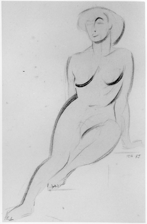 Frank Hinder, Seated female nude - one of six studies