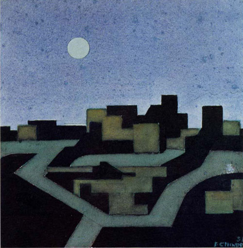Frank Hinder, Taos landscape with moon