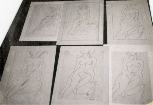 Frank Hinder, Seated female nude - six studies