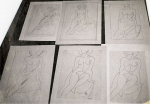 Seated female nude - six studies