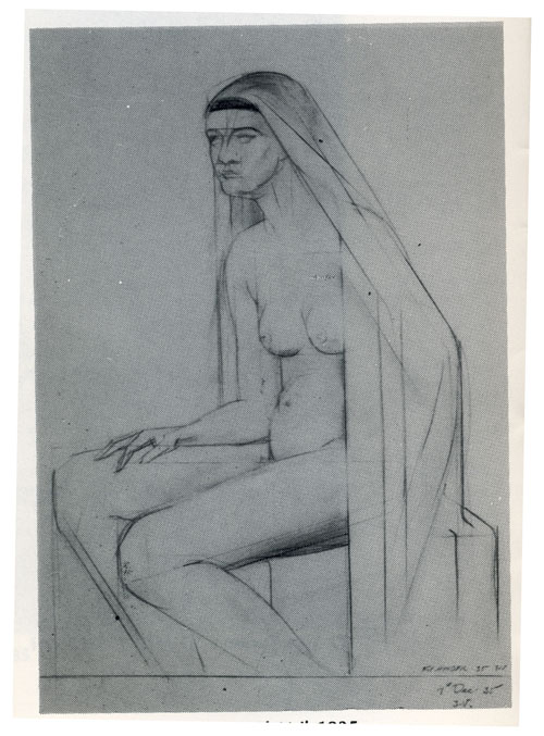 Frank Hinder, Nude seated, veiled