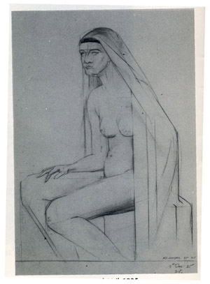 Nude seated, veiled
