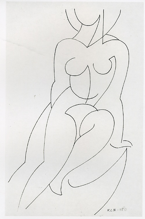 Frank Hinder, Seated female nude - last of series of six 