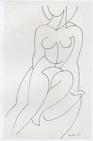 Seated female nude - last of series of six 
