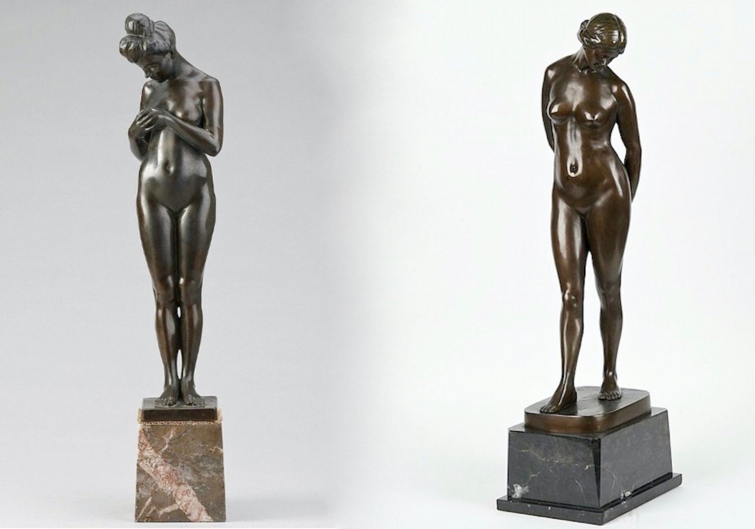 (Standing nude holding her breast) 1906 and Standing nude with her hands behind her), c1909/1910 