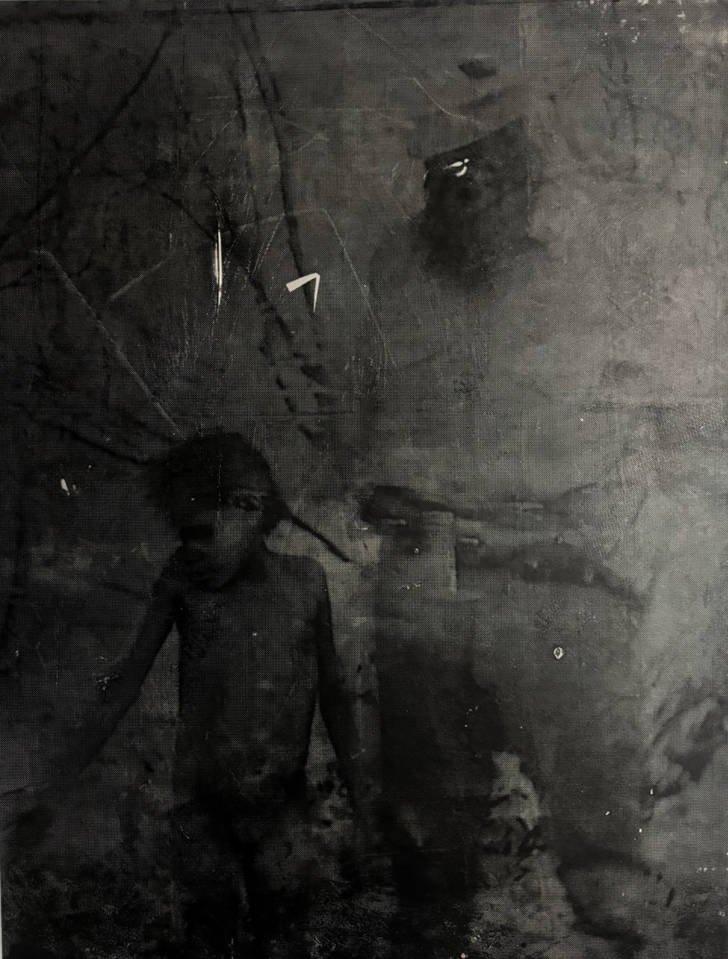 H142: First Female Aboriginal Seen and Captured Camp XL: Yarrundang II (dream) from the 'Gun-Metal Grey' series 