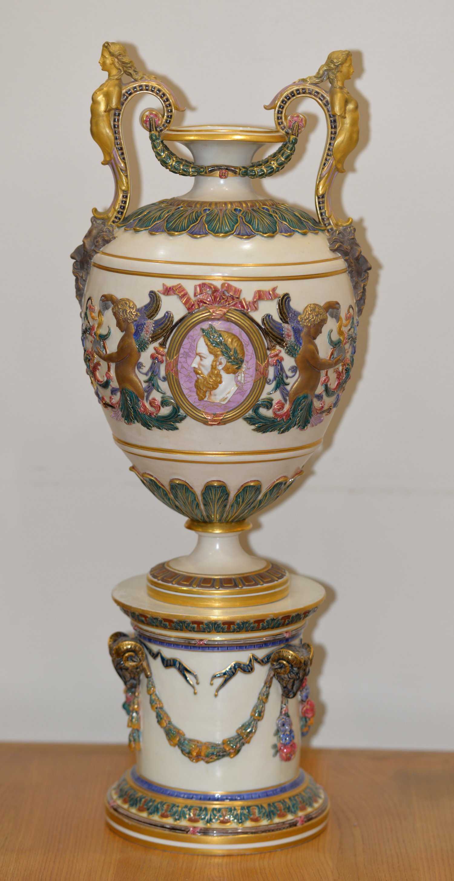 An important Royal Worcester Exhibition Vase and pedestal base