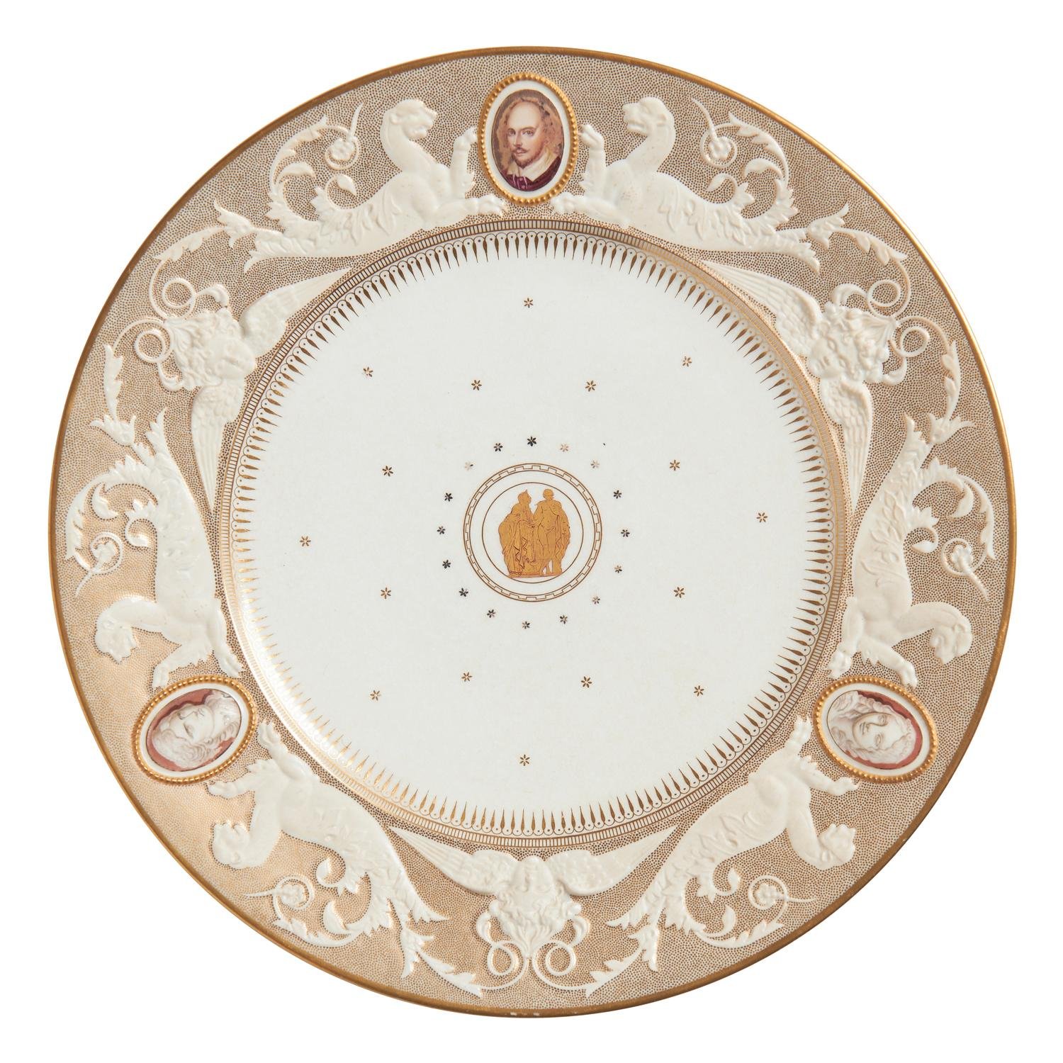 A KERR & BINNS WORCESTER PORCELAIN PLATE FROM THE 'SHAKESPEARE SERVICE'
