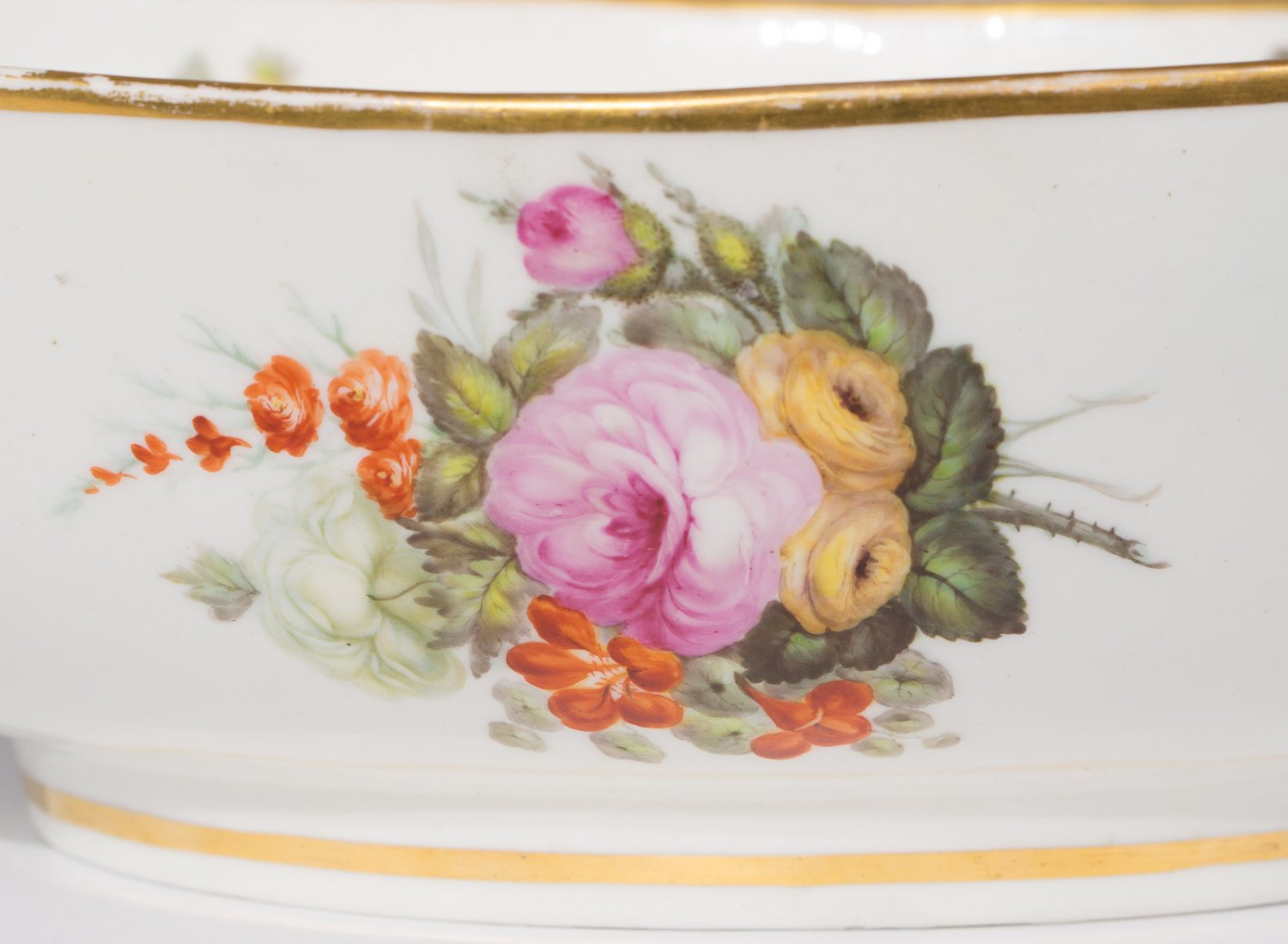 Large Derby basin painted with flowers, attributed to William Billingsley, c.1790