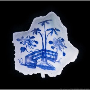 Early Bow blue and white pickle leaf , c. 1750-2 