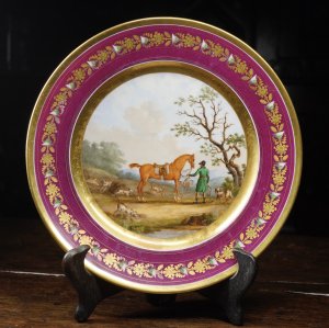 Paris Porcelain plate with superb hunt scene, prob. Nast, circa 1810