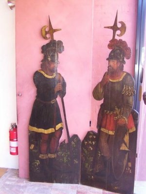 653 A charming pair of "cut-outs" of soldiers in Renaissance attire