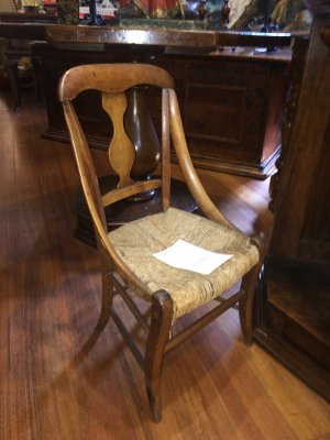 1556 A fruitwood child's chair with rush seat France c.1840