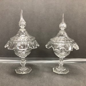 Pair of Irish Cut Crystal Covered Comports