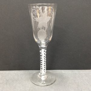 Engraved Round Funnel Bowl Wine Glass