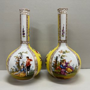A Pair of 19th Century Dresden Vases