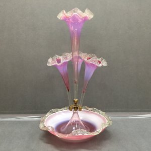 A 19th Century Four Trumpet Ruby Glass Epergne