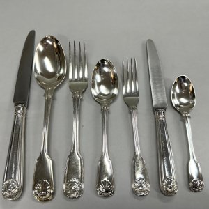 A Victorian Sterling Silver Fiddle, Thread & Shell Cutlery Service for 12