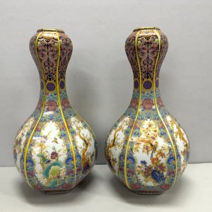 A Pair of Chinese Republic Period Enamelled Vases