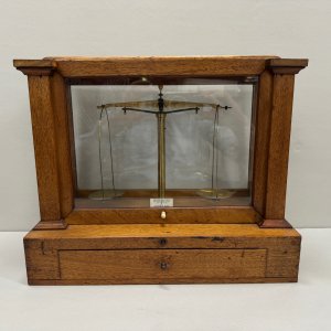 A 19th Century Mahogany Cased Apothecary Scales & Weights Set
