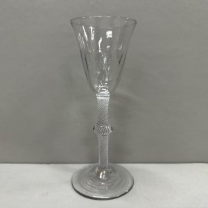 ﻿An 18th Century Ribbed Round Funnel Bowl Wine Glass