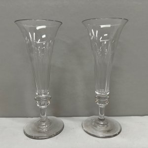 A Pair of 19th Century Champagne Flutes with Lipped Rims.