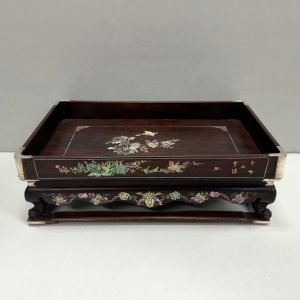 Chinese late Qing Rosewood Signed Tray