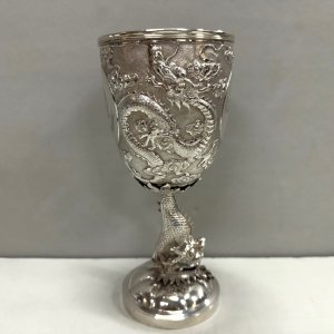 A Fine Chinese Qing Silver Goblet 