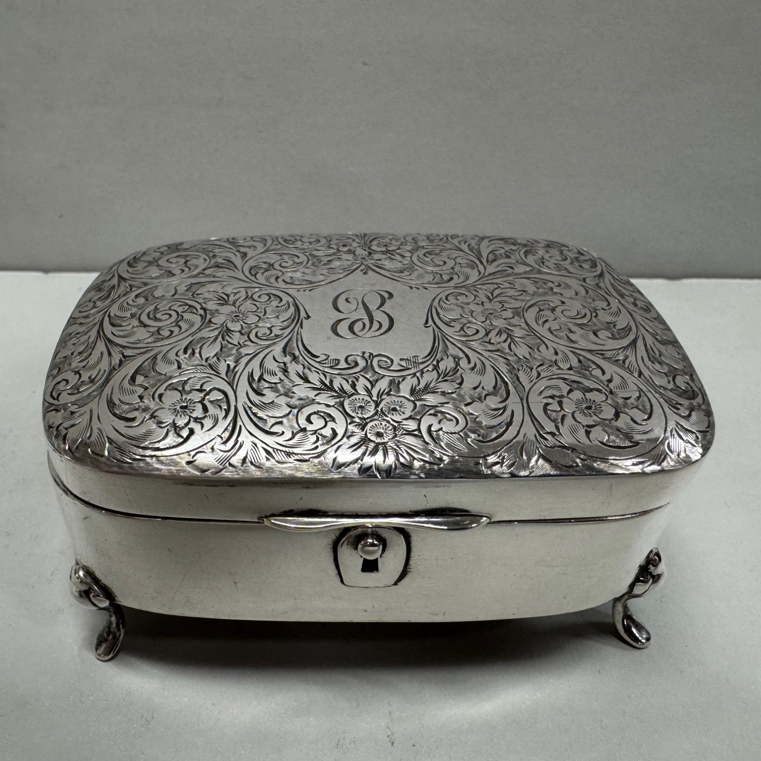 A Sterling Silver Footed Jewel Box