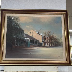 John Vande Oil on canvas 'Argyle Place, Sydney'.