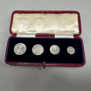 A Boxed Set of Sterling Silver Maundy Money Coins 