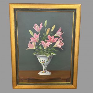 Dennis Ramsay Oil On Board Titled 'Still Life with Tiger Lilies'.