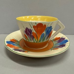 A Clarice Cliff Art Deco Cup and Saucer
