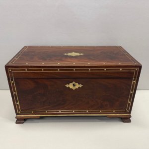 A Fine George III Period Mahogany Brass Inlaid Hinged Box