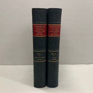 A 2 Volume Set of the 'Voyages of Captain James Cook Around the World'